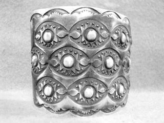   Bracelet Sterling Silver Stamped Huge Repoussé Navajo Emerson Bill