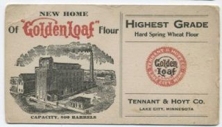 Lake City Minnesota Golden Loaf Flour Tennant & Hoyt Co. Blotter