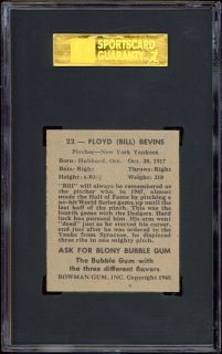 1948 Bowman #22 Floyd Bevins SGC 92 Lionel Carter