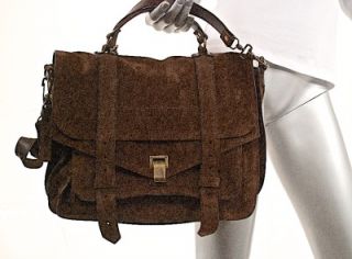Proenza Schouler Large Dark Brown Suede Satchel Saddle Bag Brand New 