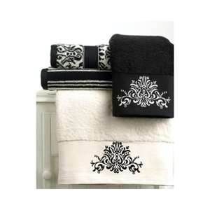 Piece Bianca Firenza Embroidered Bath Towel White / Black 50x27 100% 