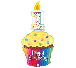 Big Happy 1st Birthday Cupcake 47 Mylar Foil Balloon