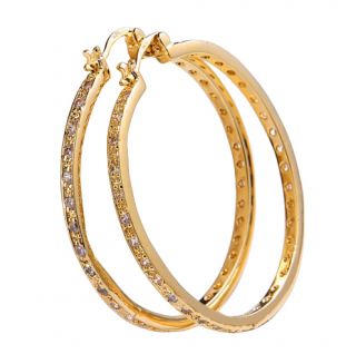 Big hoop women Girls solid earrings 9k Gold Filled Cubic Zirconia 