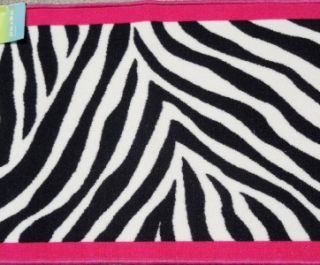 wild black white pink zebra carpet rug bedroom bath dorm kid teen 