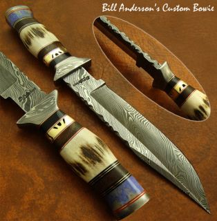 Hand Made By Bill Anderson 1 OF A KIND CUSTOM DAMASCUS BOWIE KNIFE 