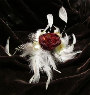Handmade Unique Bridal Feather Flower Hair Clip Pin