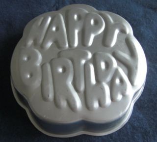   Birthday Cake Pan Jello Mold 1980 Crazy Bubble Letters Kids Vintage