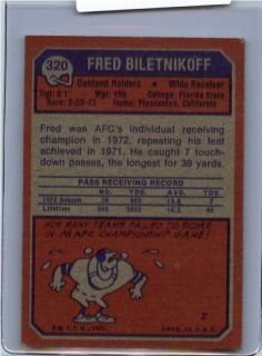 1973 Topps FB 320 Fred Biletnikoff Raiders STARSFB2 1060