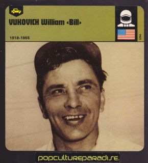 William Bill Vukovich USA Race Car Driver Biograph Card