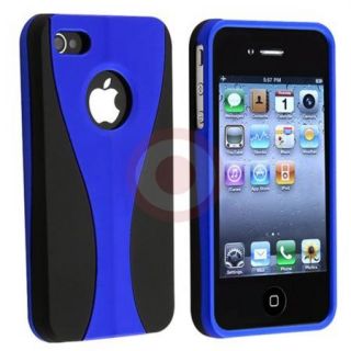 Black and Blue Back Cover Case for iPhone 4 4S Verizon AT&T etc