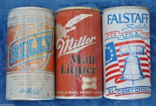   BEER CANS MILLER MALT LIQUOR BILLY CARTER BEER FALSTAFF BI CENTENNIAL