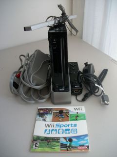 Used Nintendo Black Wii System Console Wiimote Nunchuck Sports