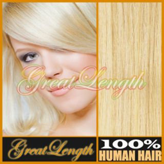 20 100g Remy Human Hair Extensions Full Head 613 Bleach Blonde 