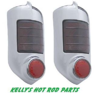 1951 52 Chevy Taillights Glass Lens Hotrod Gasser Pair