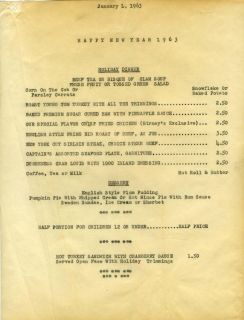 menu cover from birney s drive in at first and eunice in port 