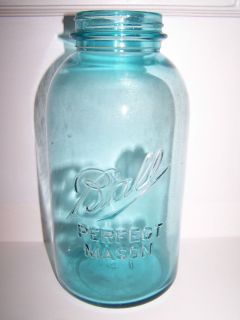Antique Blue Ball Perfect Mason Canning Jar Teal Aqua Half Gallon 10 B 