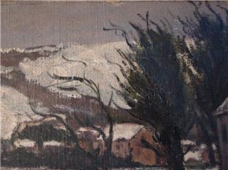 Early 20thC French Impressionist Oil Painting Winter Landscape Signed 