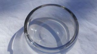 HEAVY THICK CLEAR BLOWN? GLASS ROUND ASHTRAY SINGLE SLOT 6 MINT