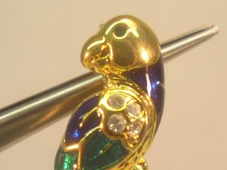 Designer Enamel Macau Bird Pin Brooch Swarovski Crystal