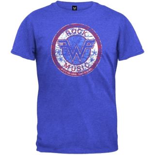 Weezer NEW Rock Music Blue Cotton Blend Distressed Look T Shirt Size 