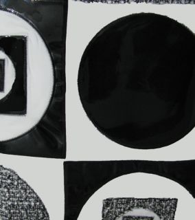Black Ivory Circle Dot Appliqued Heavy Fabric Bathroom Shower Curtain 