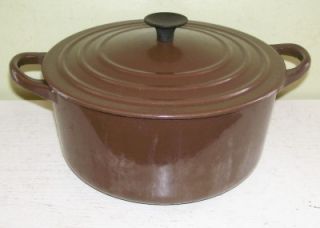 Le Creuset Dark Brown Enamel Cast Iron Dutch Oven 2 Qt Casserole Pot B 