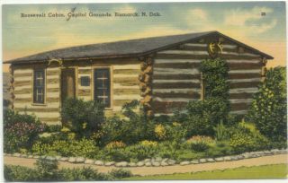 Bismarck ND Roosevelt Cabin Capitol Grounds Postcard North Dakota 