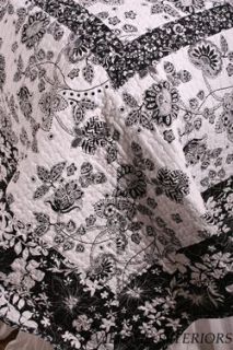 Bridgette Floral Black White Toile French Country Queen Cotton Quilt 