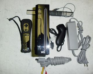 NINTENDO WII BLACK CONSOLE GAME SYSTEM FREE SHIPPING EXCELLENT 