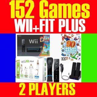 NINTENDO BLACK Wii SUPER MARIO CONSOLE SYSTEM 2 PLAYERS 152 GAMES FREE 