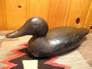 Nice Old Decoy with Feathering Tack Eyes Mason Blackduck