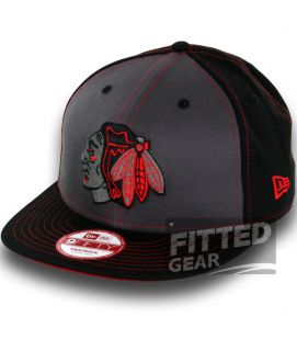   BLACKHAWKS SNAPINPOP Black Red NHL New Era 9Fifty Snapback Hats Caps