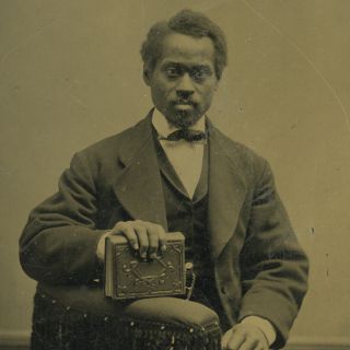 Antique Tintype Photo Well Dressed Black Man Hand on CDV Album African 