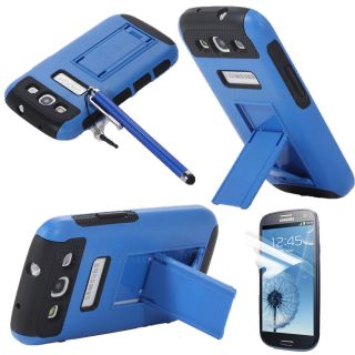 Film Pen Blue Shockproof Stand Cover Hybrid Case for Samsung Galaxy S3 