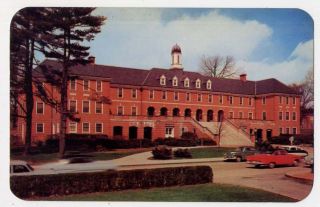 Blacksburg VA Tech VPI Squires Hall Hokies 1950s Cars Hudson Postcard 