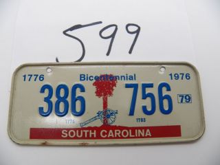 Vintage 1979 South Carolina Bicycle License Plate 599