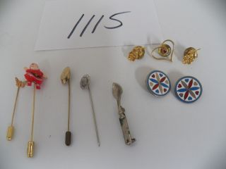 Vintage Jewelry Lot of 10 Brooches Pins Earrings 1115