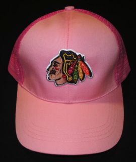 this chicago blackhawks baseball hat has the blackhawks logo 