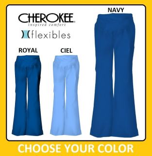 Cherokee Scrubs Flexibles Maternity Pants 2092 Royal Navy Ciel Blue XS 