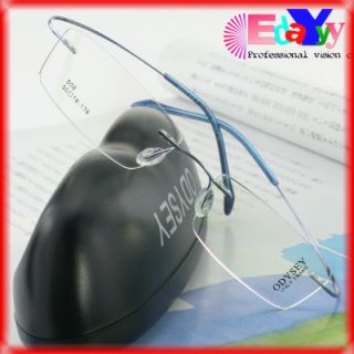 ODYSEY Titanium RX Eyeglasses Hingeless Rimless Frame 508 Blue