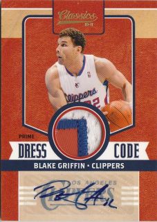 BLAKE GRIFFIN 10 11 PANINI CLASSICS DRESS CODE AUTO GAME JERSEY PATCH 