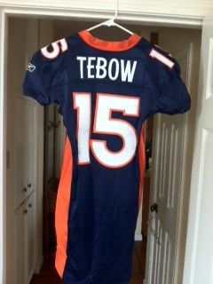 Tim Tebow Authentic Game issued Cut Denver Broncos Jersey