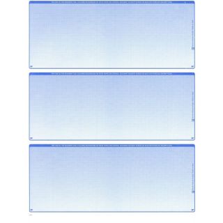 50 Sheets   150 Checks Blank Check Stock Paper   Blue   Three (3) on 