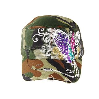 Fashion Trend Leaf Rhinestone Baseball Cap Hat Cadet Style Camo New 