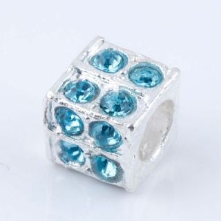 PC159  Cubic Blue Crystals Bling Beads 5X