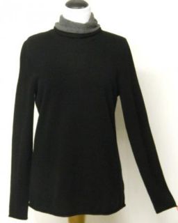 by  Size L Black Cashmere Gray Neck Trim Sweater 