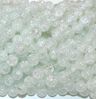 Blizzard White 10mm Round Ball Crackle Glass Beads 32 Strand G2762L2 