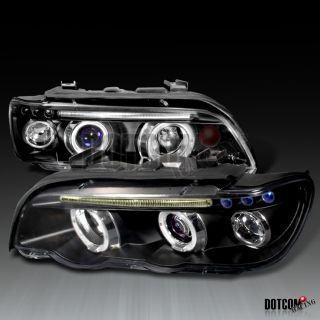 BMW E53 x5 Black Housing Halo LED Projector Headlights