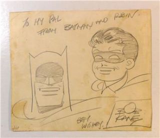 Batman Creator BOB KANE Rare 1958 Original Drawing Signed at DC Comics 