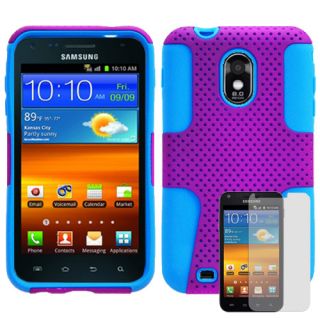   Galaxy S2 Epic Touch D710 Sprint Purple Blue Hybrid Case Cover + Film